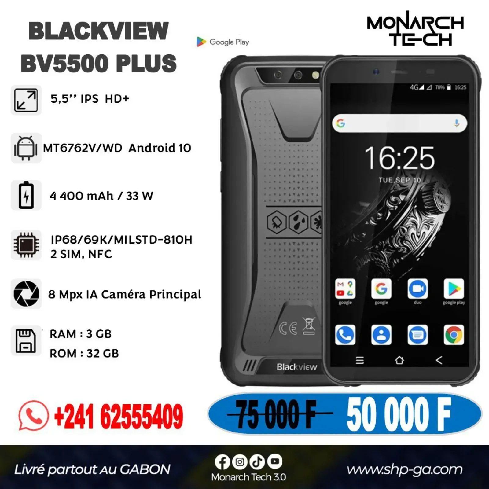 Main Photo - Marketplace | Téléphone Blackview Bv5500 Plus, Petit paris, Libreville, Gabon | Electronics & Media 